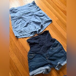 Maternity blue shorts and jean shorts